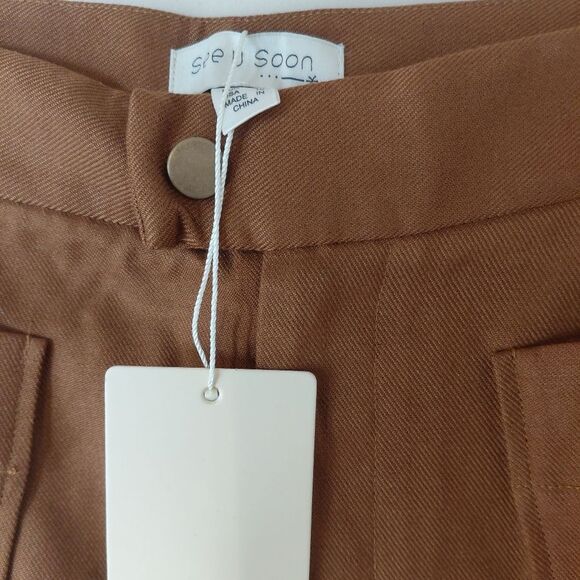 See U Soon Pants SIZE 10 SUPER High Rise Wide Leg Pant In Camel. NWT - Picture 3 of 7